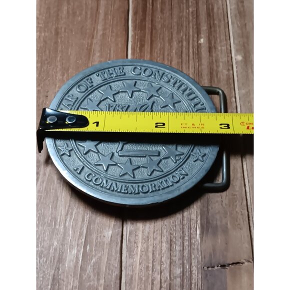 VTG Mens Belt Buckle Year of the Constitution 1787 - 1987 A Commemoration Pewter - Picture 4 of 5